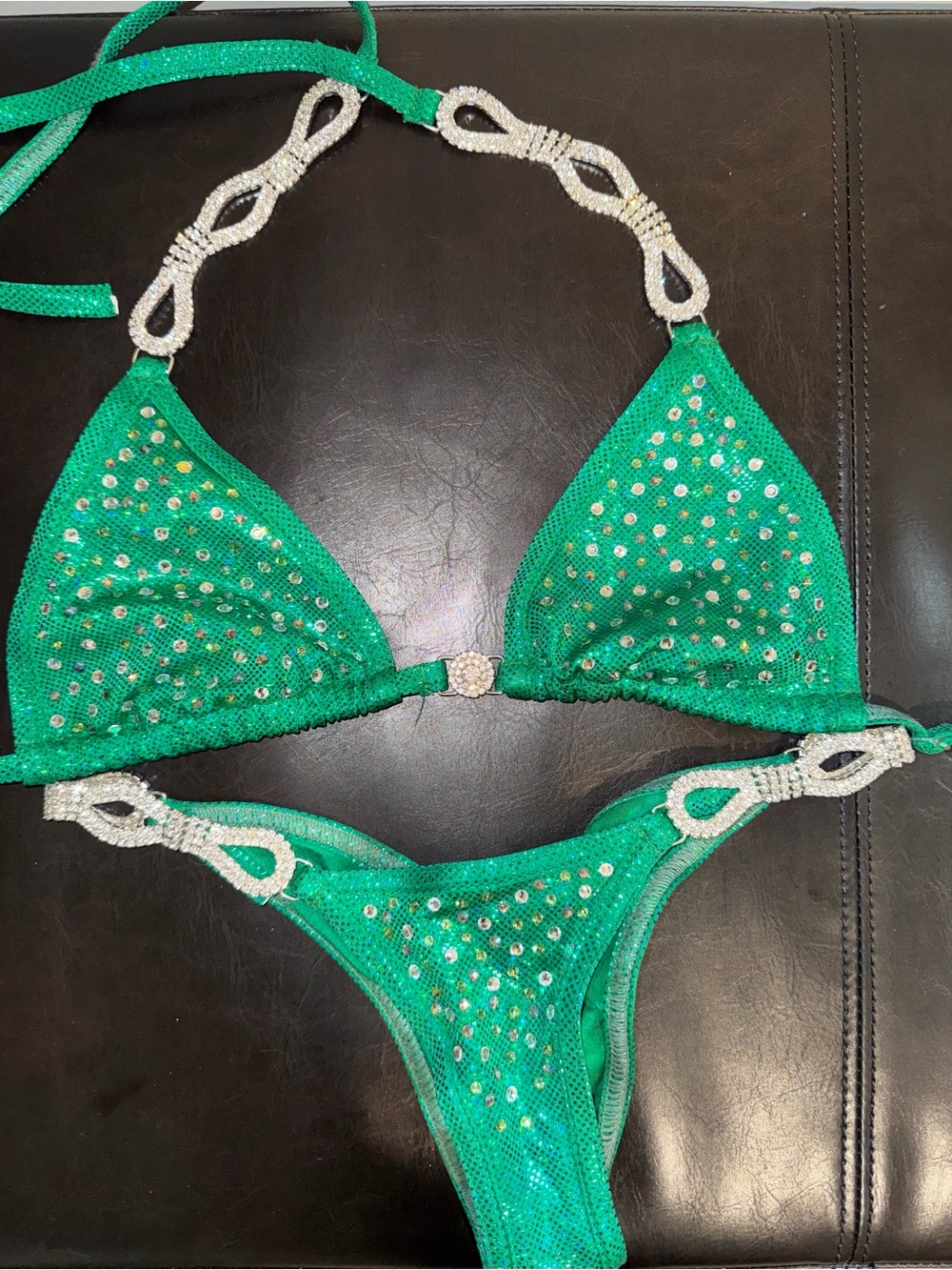 Bodybuilding Competition Bikini Set - Sparkling Rhinestone Detail